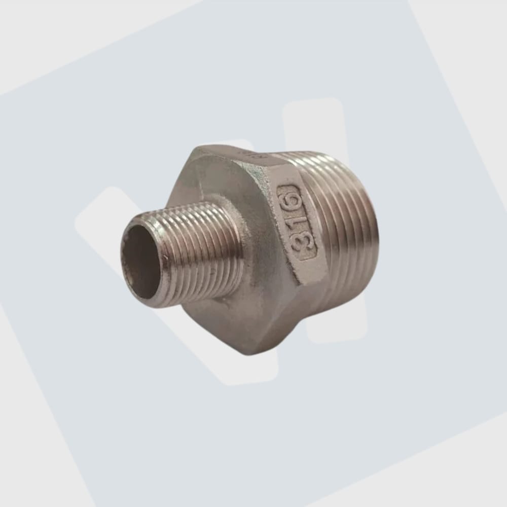 RVS (316) dubbele verloopnippel 3/8"-½"-¾"- 1"