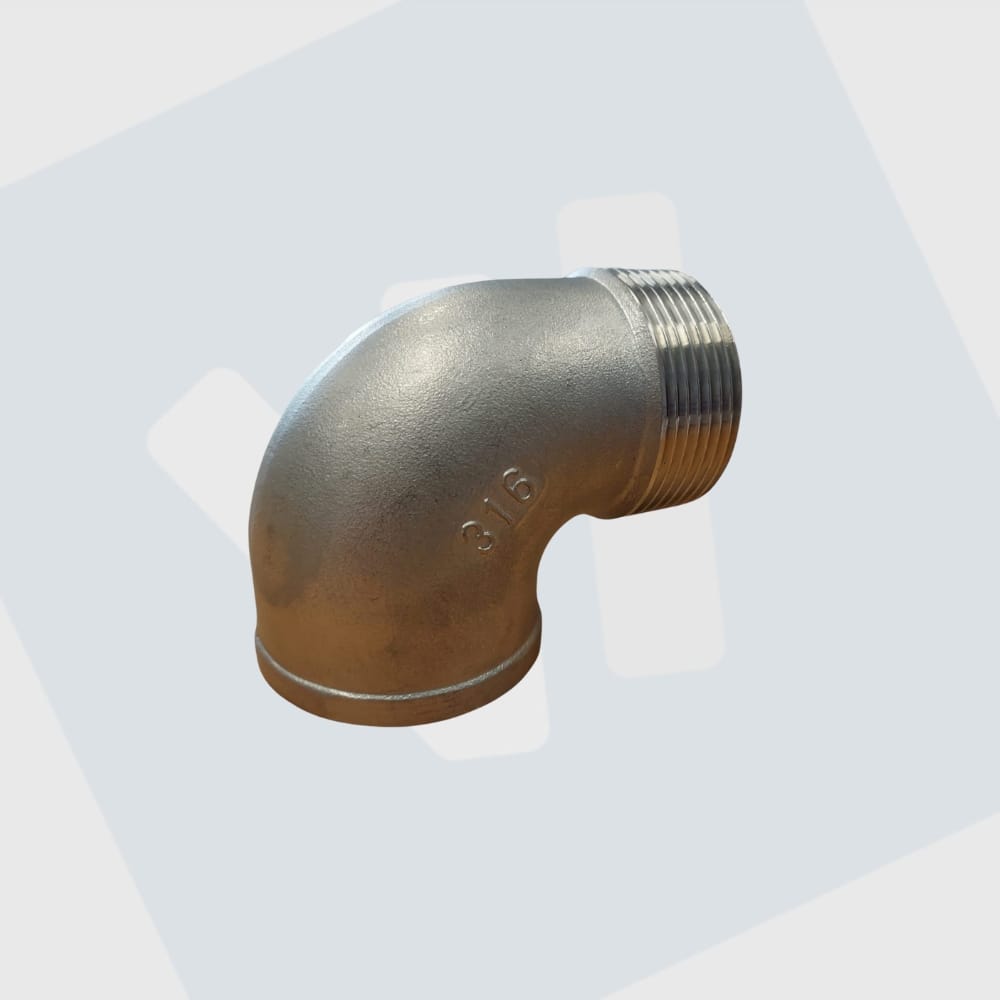 RVS (316) knie 3/8"-½"-¾"- 1" binnendraad x buitendraad